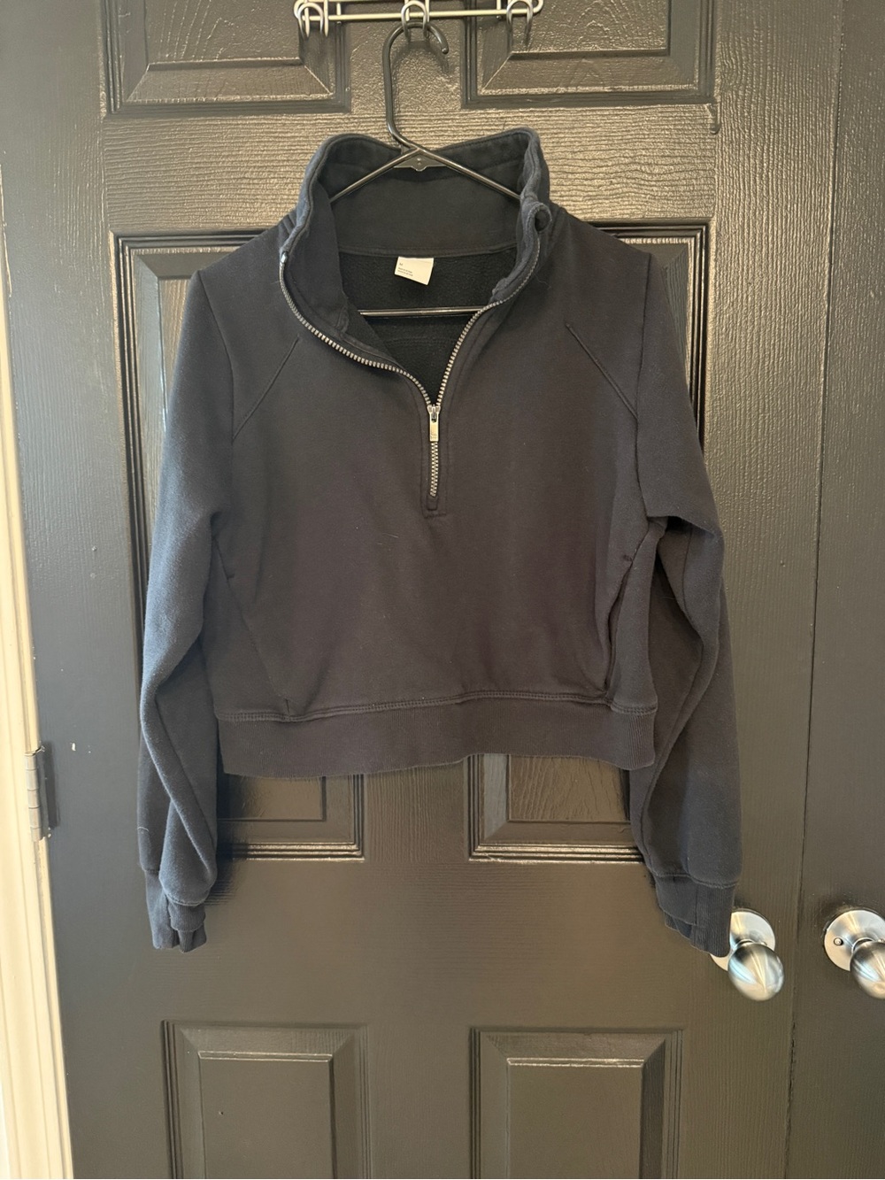 a new day Black Half-Zip Cropped Pullover